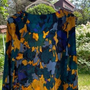 Allison Joy Multicolor Abstract V-Neck Blouse